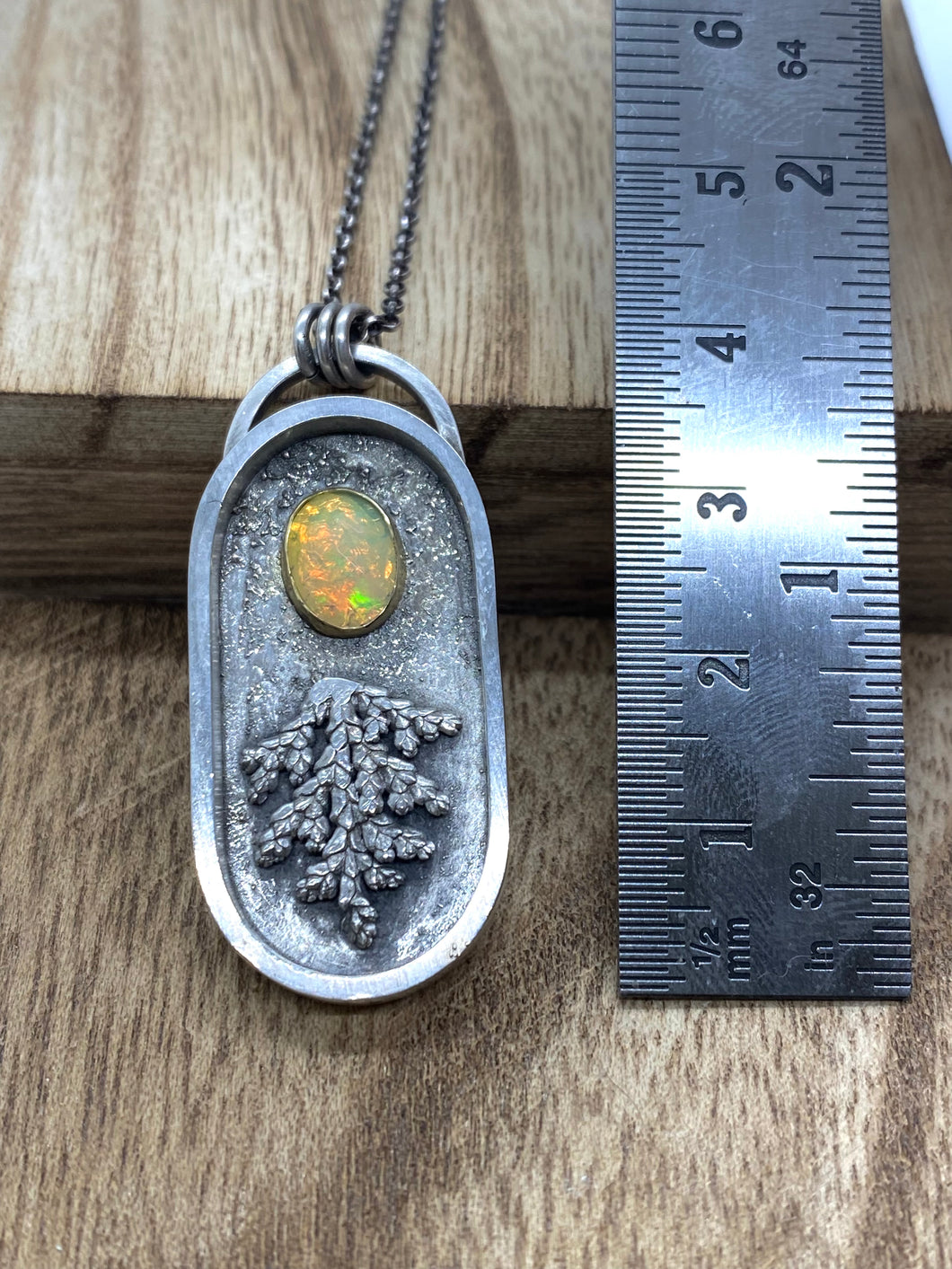 Opal and Cedar Pendant